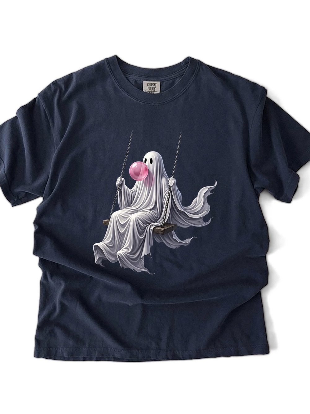 Navy comfort color T-shirt Halloween spooky ghost